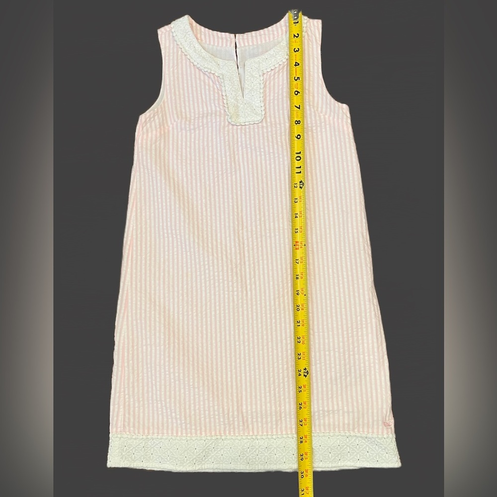 💖 Vineyard Vines Girls Seersucker Dress | Sleeveless | Pink and White | Size 10 - Picture 10 of 11